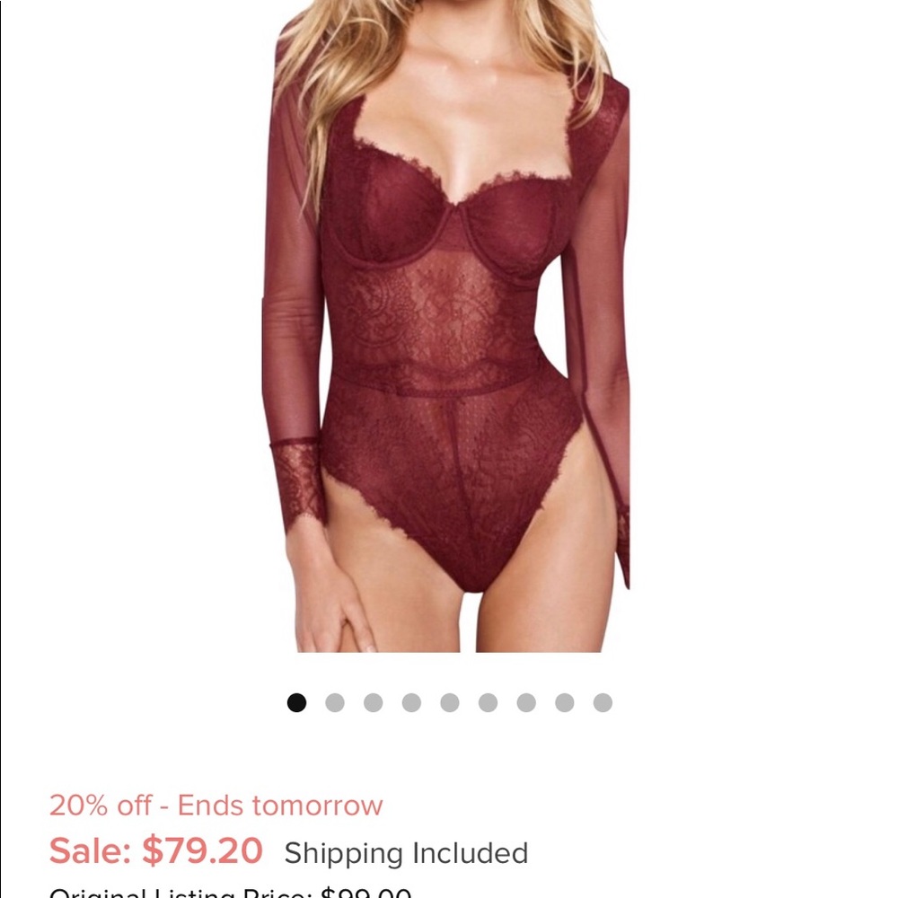 VICTORIA SECERT WINE LACE TEDDY